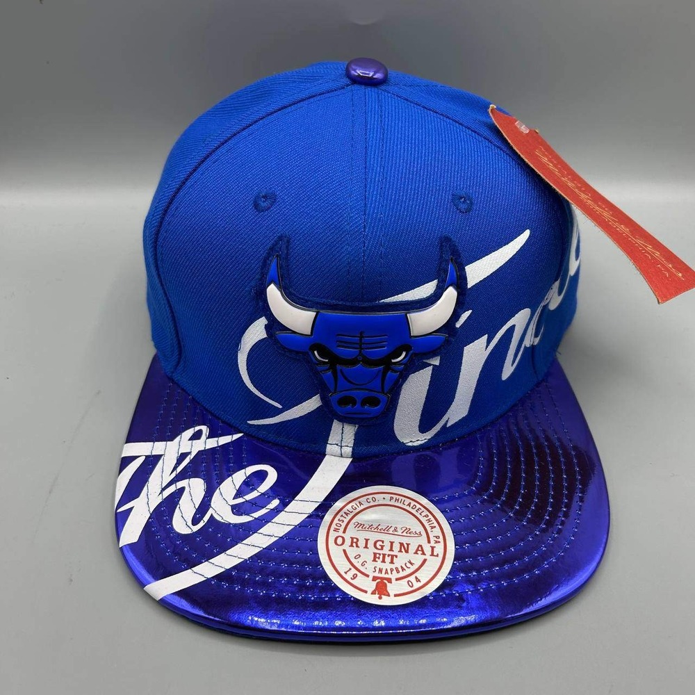Chicago Bulls NBA Hat Men Blue The Finals Mitchell & Ness Snap Back Cap New
